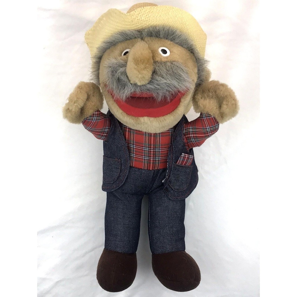 Shotgun Red Steve Hall Autographed Stuffed Animal Plush Hee Haw Denim Plaid Hat